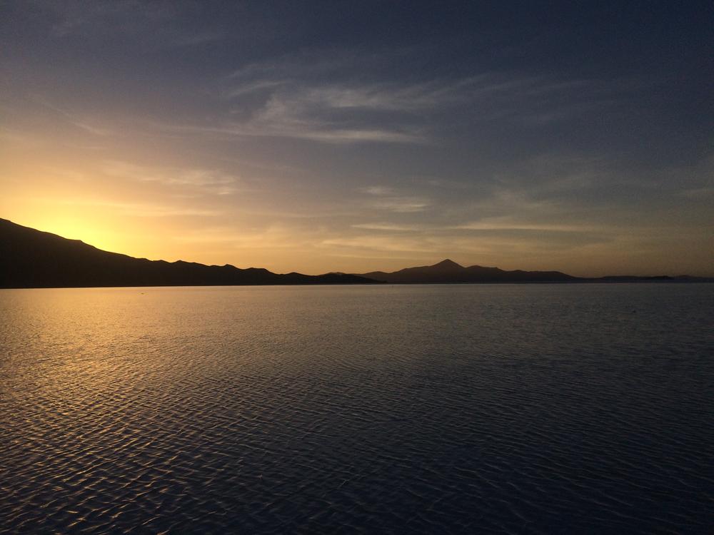 Magic sunrise over Salar de Uyuni