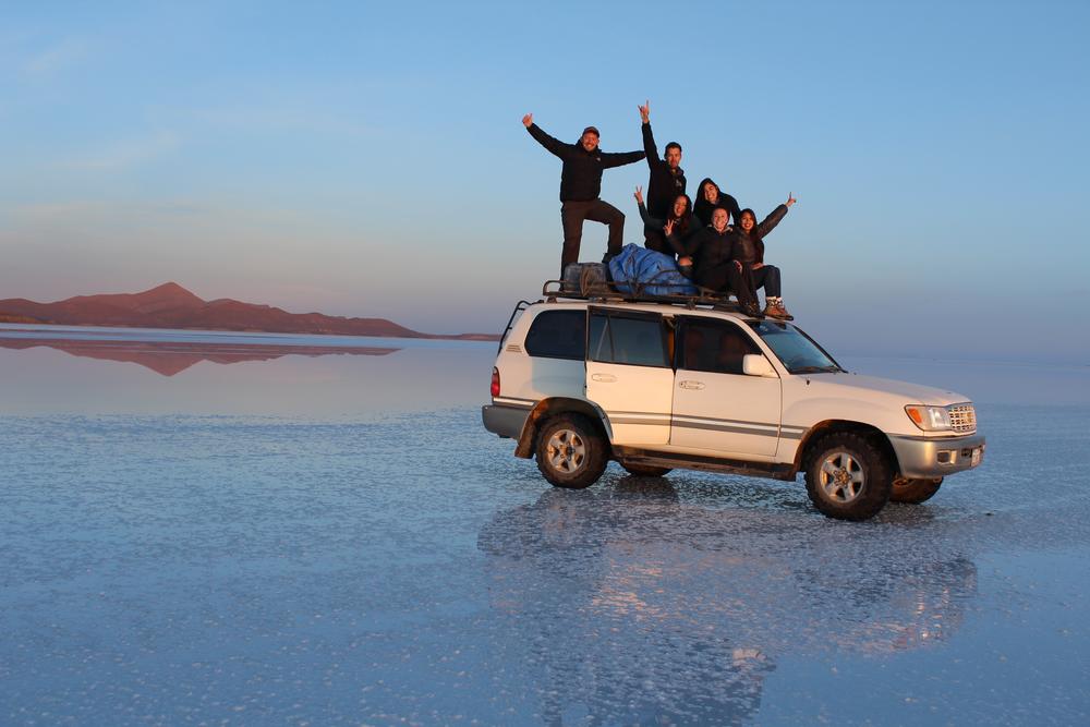 Magic sunrise over Salar de Uyuni