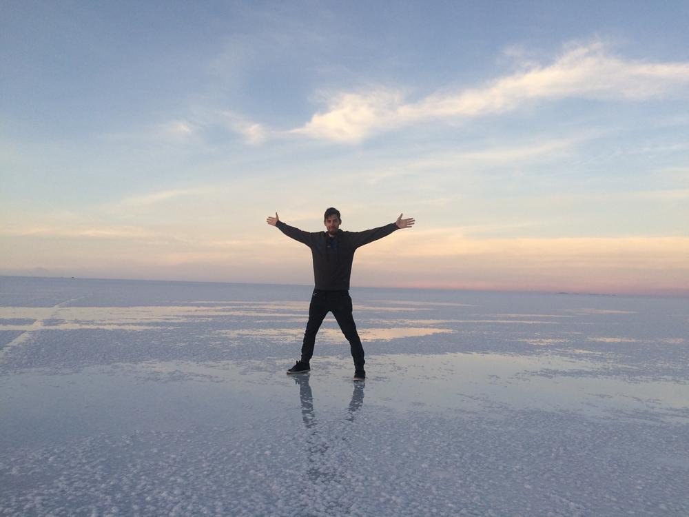 Magic sunrise over Salar de Uyuni