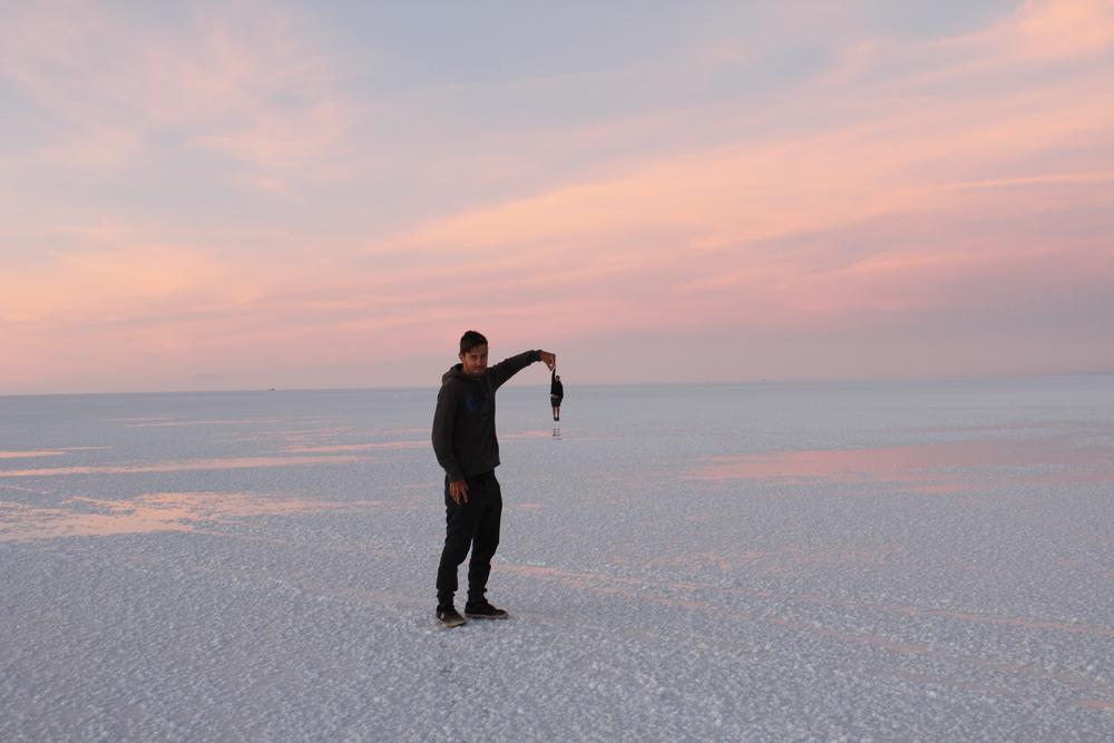 Magic sunrise over Salar de Uyuni