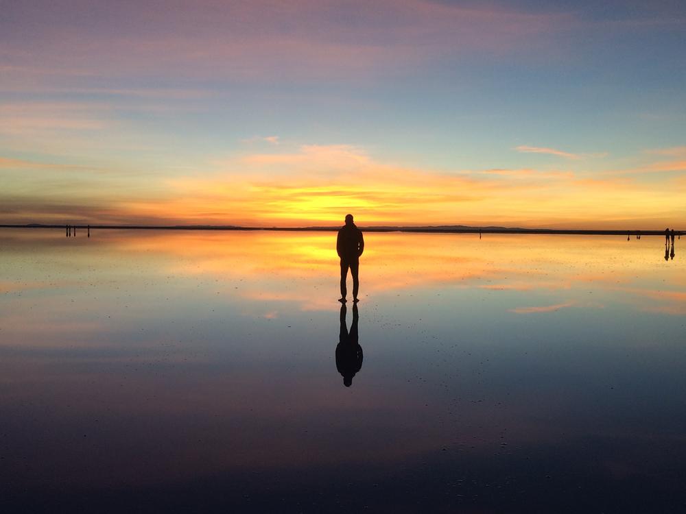 Magic sunrise over Salar de Uyuni