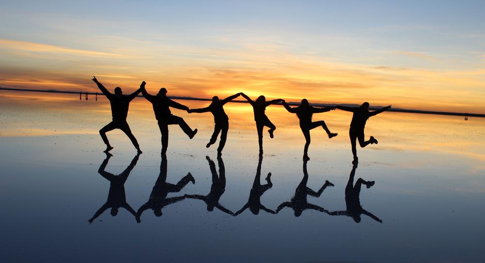 Magic sunrise over Salar de Uyuni