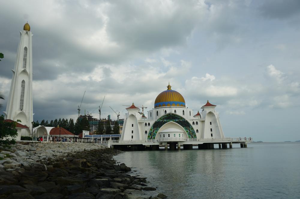 A mosque floating in the water of Melaka