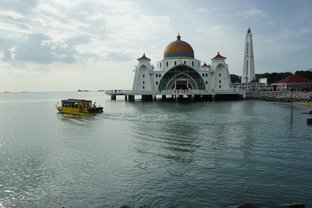 A mosque floating in the water of Melaka